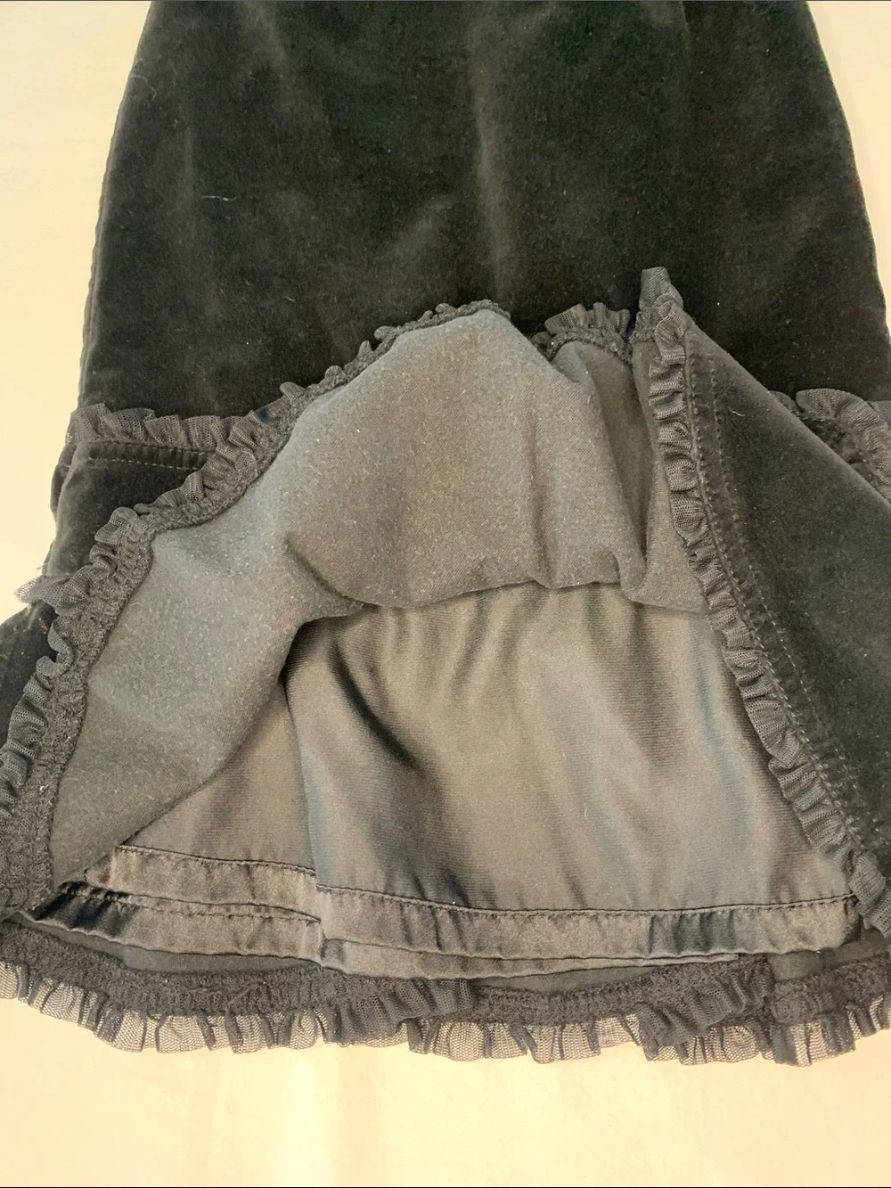 The Children's Place Vintage Black Velvet Ruffle Skirt with Rosette